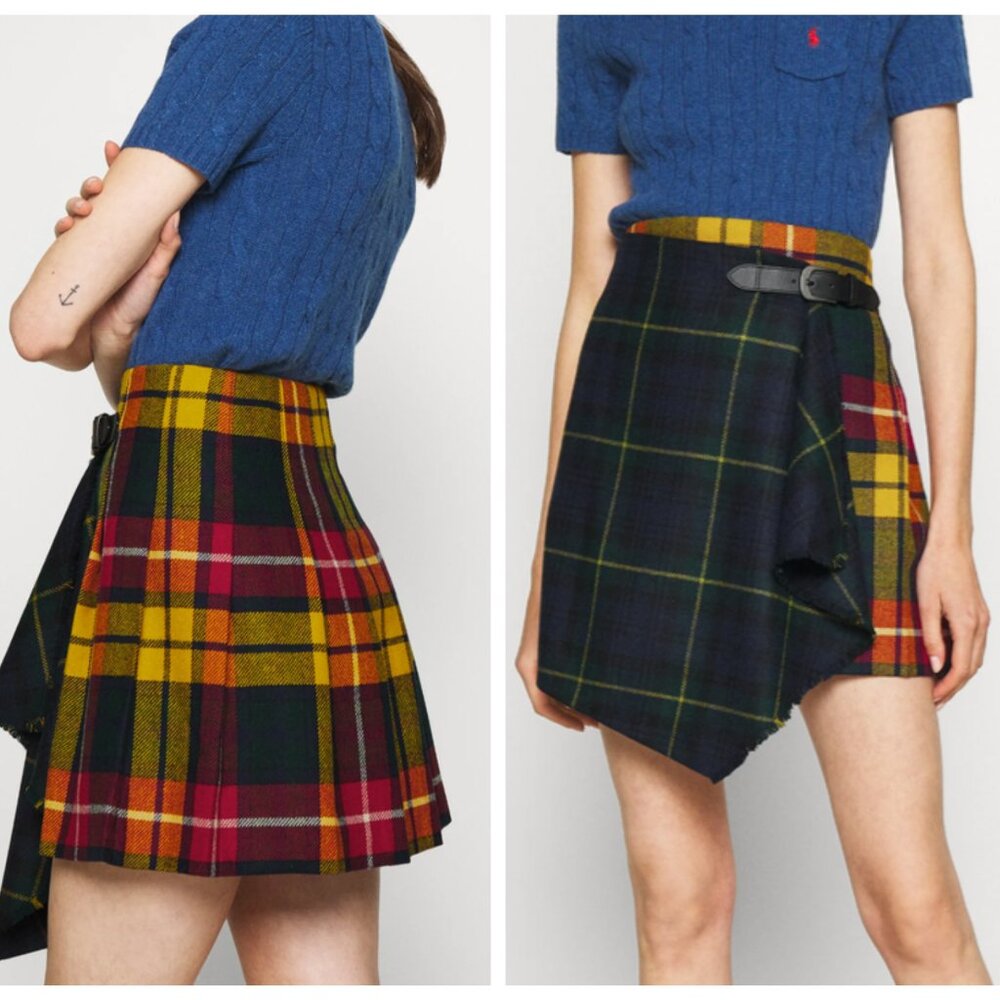 Polo Ralph Lauren Wool Tartan Plaid Pleated Mini Skirt / Kilt - Size 6 (NWT)
